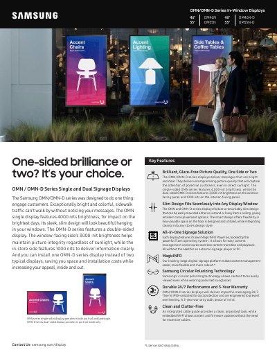Samsung OMN/OMN-D Series In-Window Displays Product Leaflet - cover page
