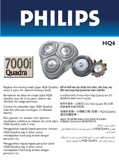 Philips HQ6 Quadra Shaving Head Manual - cover page