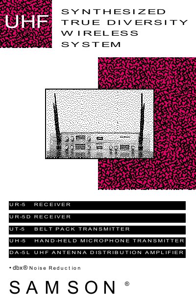 Samson UR-5/UR-5D/UT-5/UH-5/DA-5L Wireless System User Manual - cover page