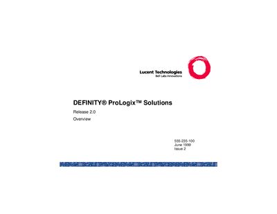 Lucent Technologies ProLogix Solutions Release 2 Overview - cover page