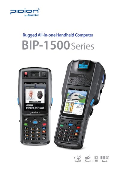 Bluebird Soft BIP-1500 Series Rugged All-in-one Handheld Computer Product Leaflet - cover page