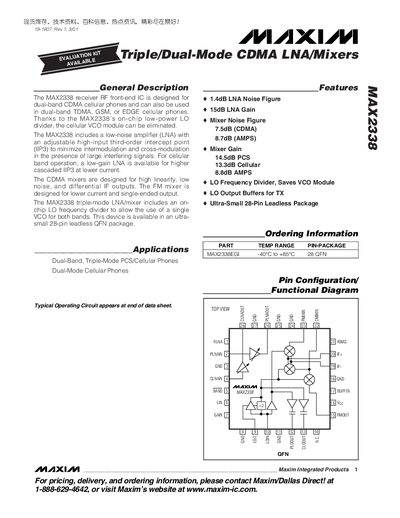 Maxim MAX2338 Datasheet - cover page