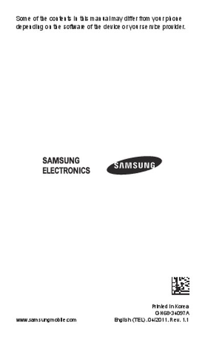 Samsung GT-S5511T User Manual - cover page