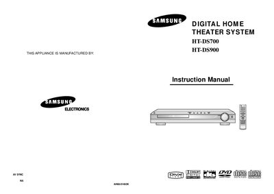 Samsung HT-DS900 Home Theatre System User Manual - cover page