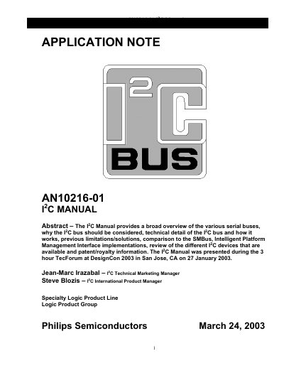 Philips AN10216-01 I2C Application Note - cover page