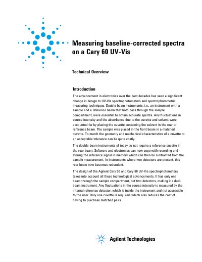 Agilent Cary 60 UV-Vis Spectrophotometer Baseline Correction Guide - cover page