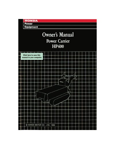 Honda HP400 Power Carrier Owner's Manual - cover page
