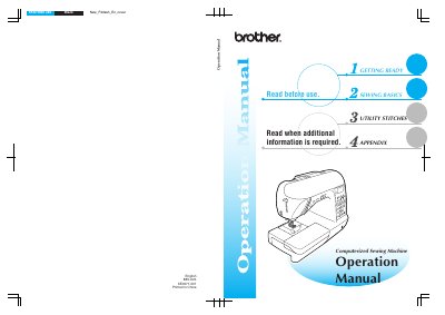 Brother 285 Black Computerized Sewing Machine Operation Manual - cover page