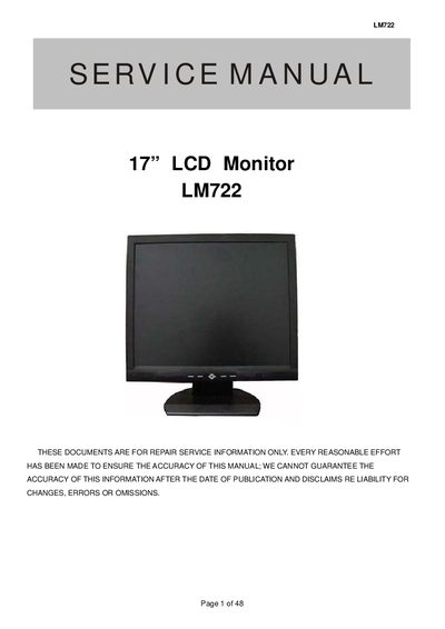 LM 722 17” LCD Monitor Service Manual