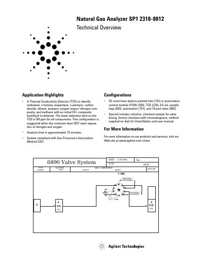 Agilent SP1 Natural Gas Analyzer Application Note - cover page