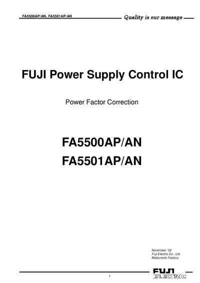 Fuji FA5500AP/AN and FA5501AP/AN Power Factor Correction IC Datasheet - cover page