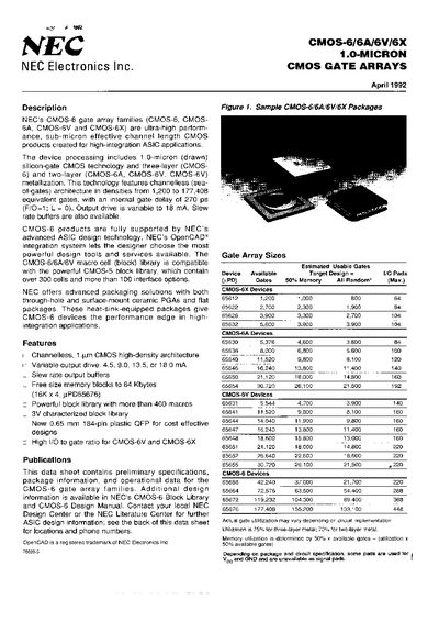 NEC CMOS-6/6A/6V/6X Datasheet