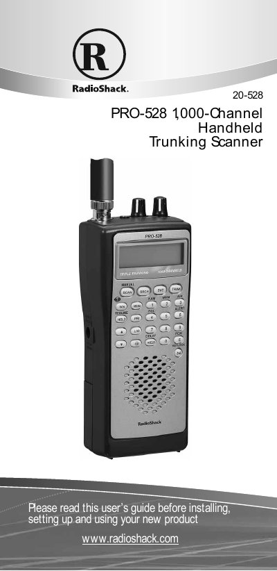 RadioShack PRO-528 1000-Channel Handheld Trunking Scanner User's Guide - cover page