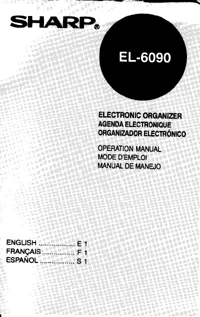 Sharp EL-6090 Organizer Operation Manual - cover page