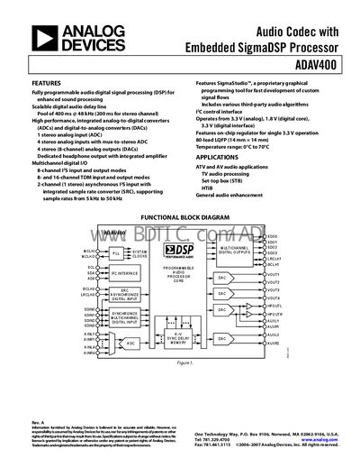 Analog Devices ADAV400 Audio Codec Handbook