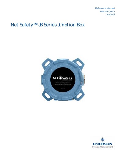 Net Safety JB Series Junction Box Reference Manual - cover page