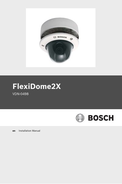 Bosch VDN-0498 FlexiDome2X Installation Manual - cover page