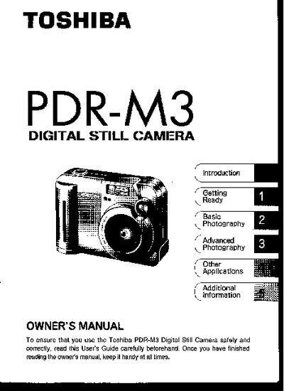 Toshiba PDR-M3 Digital Still Camera Owner's Manual - cover page