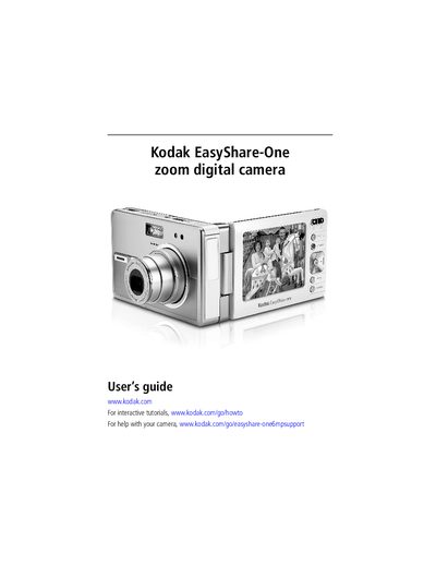 Kodak EasyShare-One Zoom Digital Camera User Guide - cover page