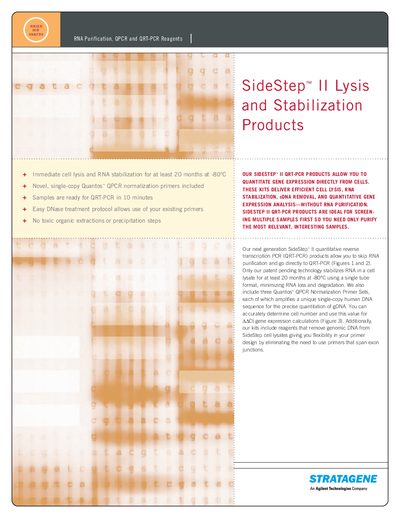 Stratagene SideStep II Lysis and Stabilization Products Product Leaflet - cover page