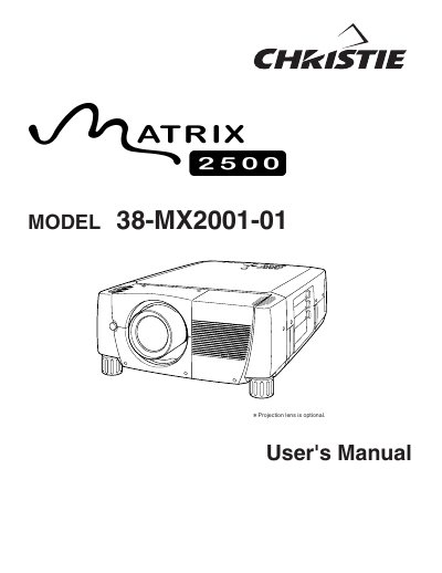 Christie Atrix 2500 Model 38-MX2001-01 User's Manual - cover page