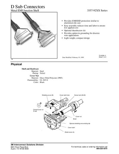 3M 3357-92XX Series D Sub Connector Datasheet - cover page