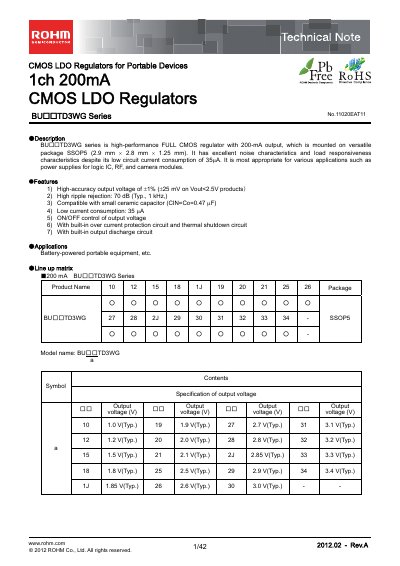 ROHM BU34TD3WG handbook - cover page