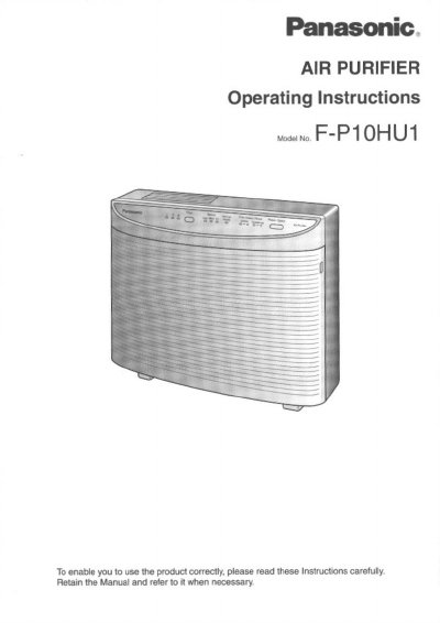 Panasonic FP10HU1 Air Purifier Operating Instructions - cover page