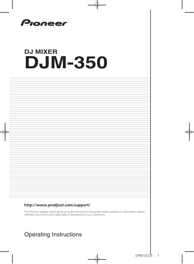 Pioneer DJM-350 Mixer Operating Instructions - cover page