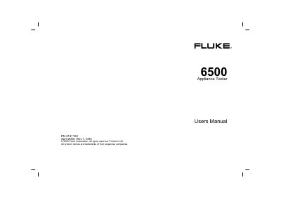 Fluke 6500 Appliance Tester User Manual - cover page