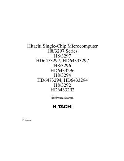 Hitachi H8/3297 Series Hardware Manual - cover page