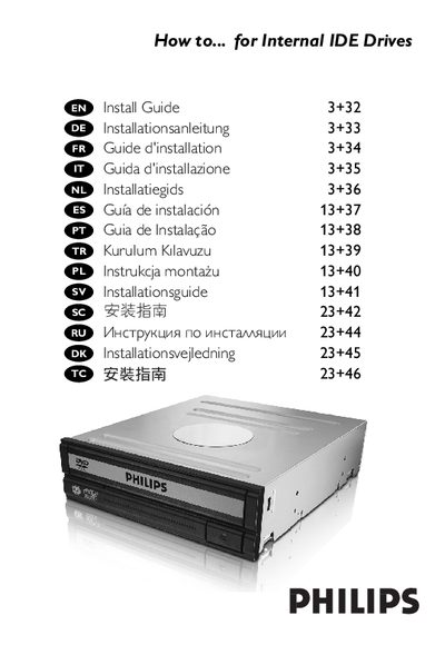 Philips Internal IDE Drive Installation Guide - cover page