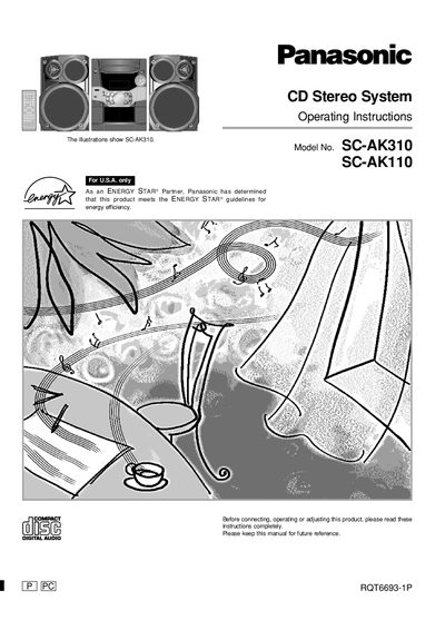 Panasonic SC-AK310/110 CD Stereo System Operating Instructions - cover page