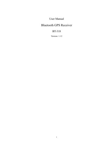 BT-318 Bluetooth GPS Receiver User Manual