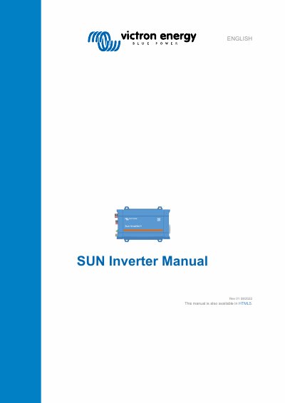 SUN Inverter User Manual Rev 01 - cover page