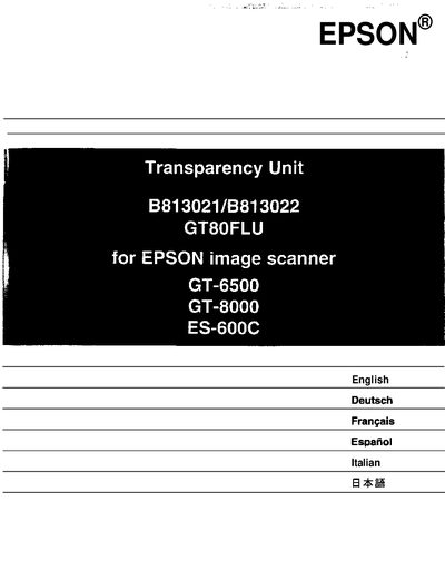 Epson GT-6500 / GT-8000 / ES-600C Transparency Unit User Manual - cover page