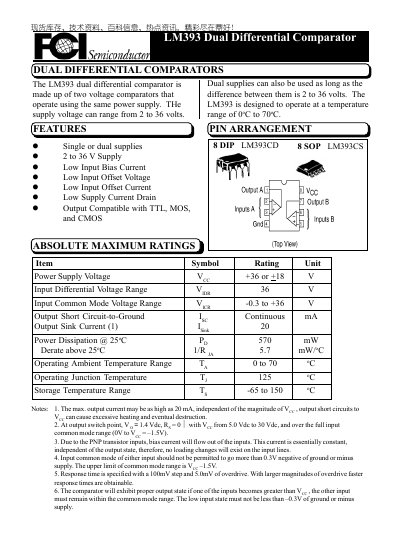 Texas Instruments LM393 Dual Differential Comparator Datasheet - cover page