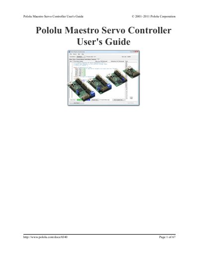 Pololu Maestro Servo Controller User Manual - cover page