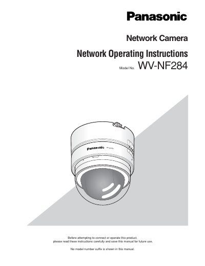 Panasonic WV-NF284 Network Camera Network Operating Instructions - cover page