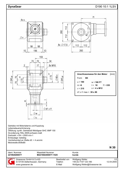 GRAESSNER D190 10:1 1LSV technology data - cover page