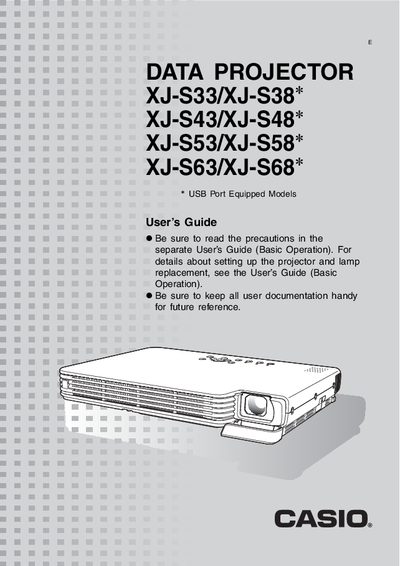 CASIO XJ-S33/XJ-S38* XJ-S43/XJ-S48* XJ-S53/XJ-S58* XJ-S63/XJ-S68* DATA PROJECTOR user manual - cover page