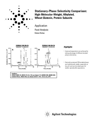 Agilent ZORBAX 300 SB-C8 and SB-CN Stationary-Phase Selectivity Comparison - cover page