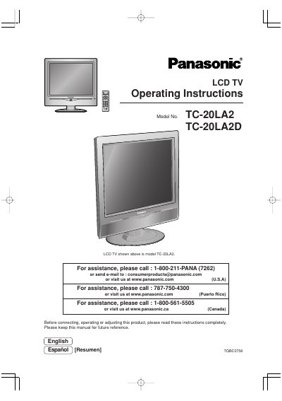 Panasonic TC-20LA2/TC-20LA2D Manual