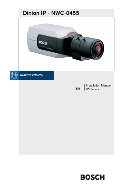 Bosch Dinion IP NWC-0455 Installation Manual - cover page