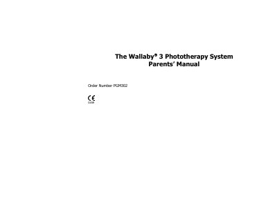 Respironics Wallaby 3 Phototherapy System Parents' Manual - cover page
