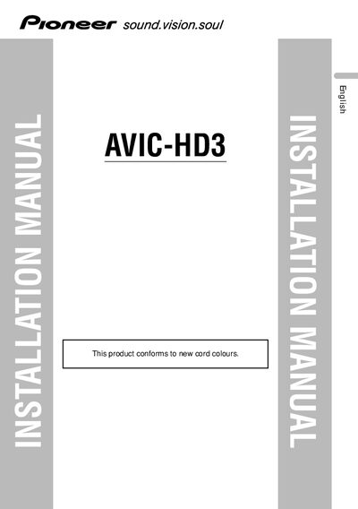 Pioneer AVIC‑HD3 Navigation System Installation Manual