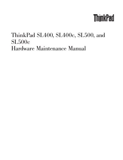 Lenovo ThinkPad SL400, SL400c, SL500, SL500c Service Manual - cover page