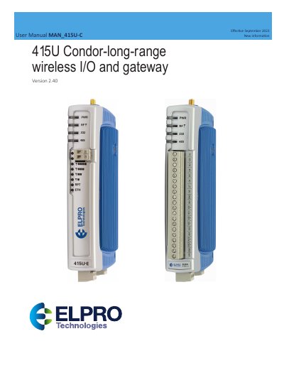 ELPRO 415U Condor Long-Range Wireless I/O and Gateway User Manual - cover page