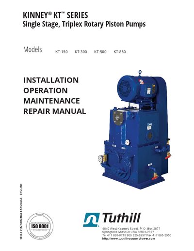 Tuthill KT-150, KT-300, KT-500, KT-850 Vacuum Pump Service Manual - cover page