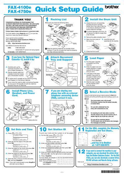 Brother FAX-4100E/4750E Quick Setup Guide